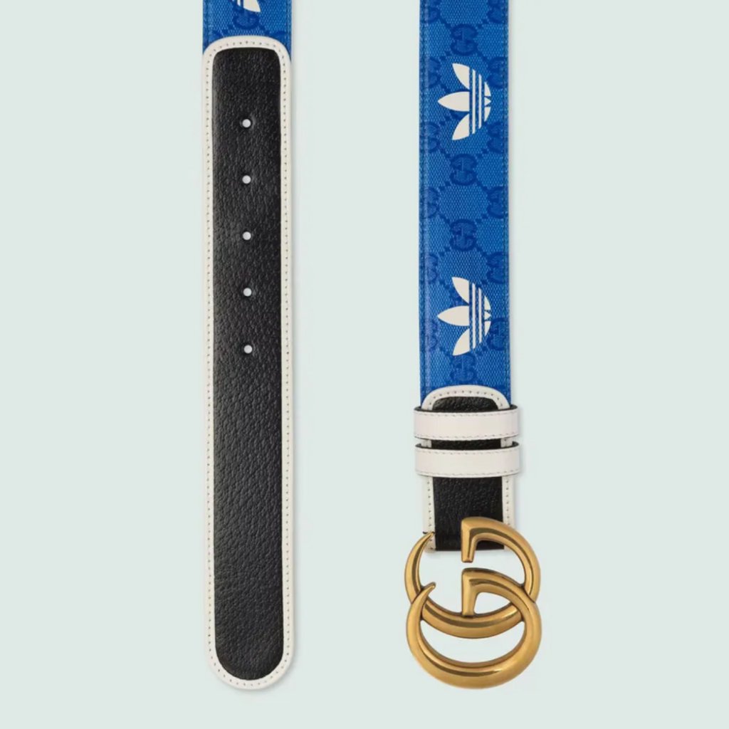 Gucci Belt Adidas X Trefoil Gg Logo Marmont Buckle Leather Sz 95 / 38